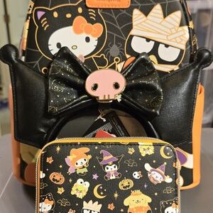 Loungefly Sanrio Halloween Backpack & Wallet With Kuromi Ears